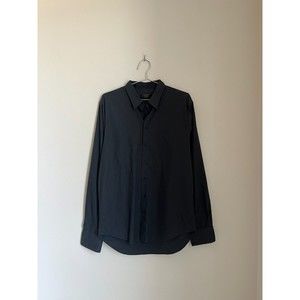 rag & bone Men's Cotton Tailored Fit Long Sleeve Dress Shirt in Charcoal Size 17